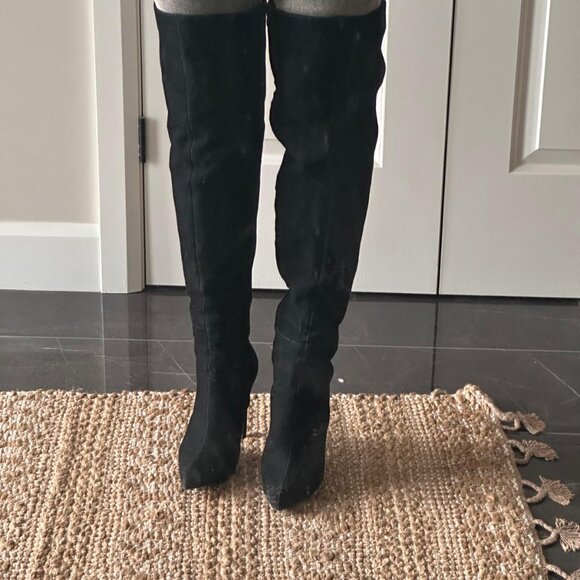 Black Over-the-knee Boots for Women real suede! - Picture 4 of 8
